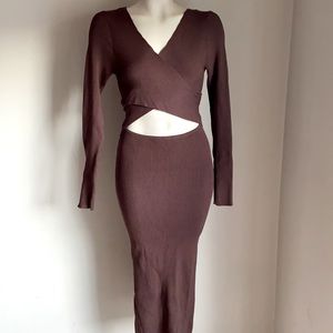 Brown ribbed sweater dress NWT
